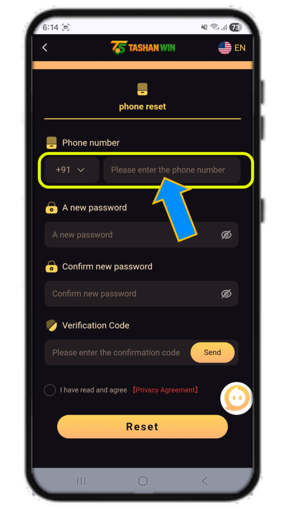 Tashan Win forgot password