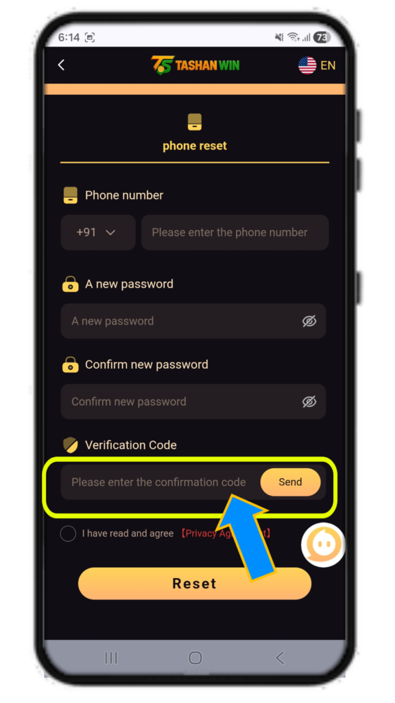 Tashan Win forgot password