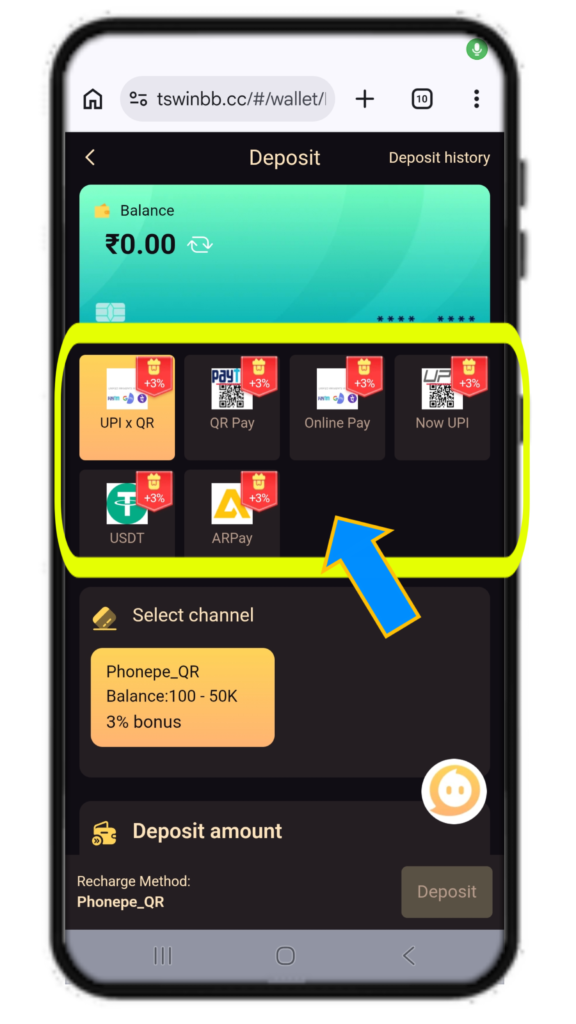 Tashan win deposit